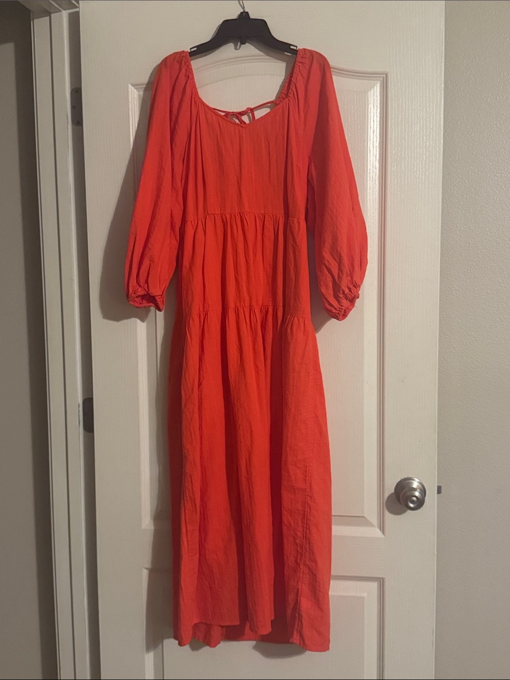 Universal Thread Orange Tiered Maxi Dress with Puff Sleeves